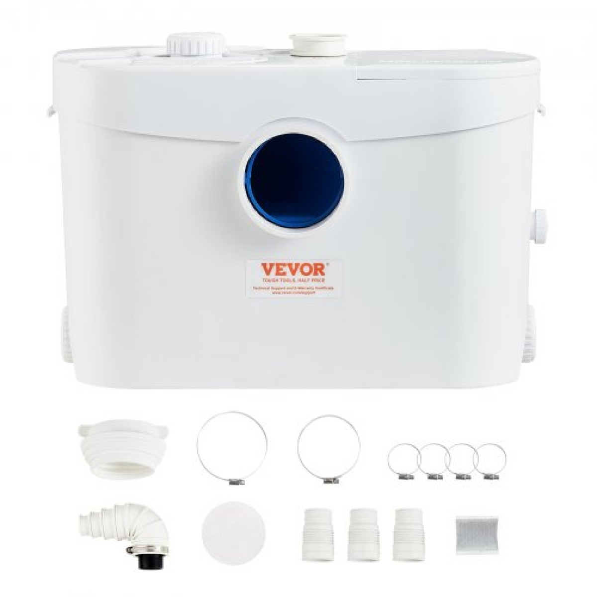 VEVOR Macerator Pump, 700W, 9600 L/h Flow, 32,8 ft/10 m Head, Macerator Pump Card Sump with 3 Water Introps for Wullet, Underground, Κουζίνα, Νεροχύτη, Ντους, Μπανιέρα Απόρριψη Λυμάτων Νερού