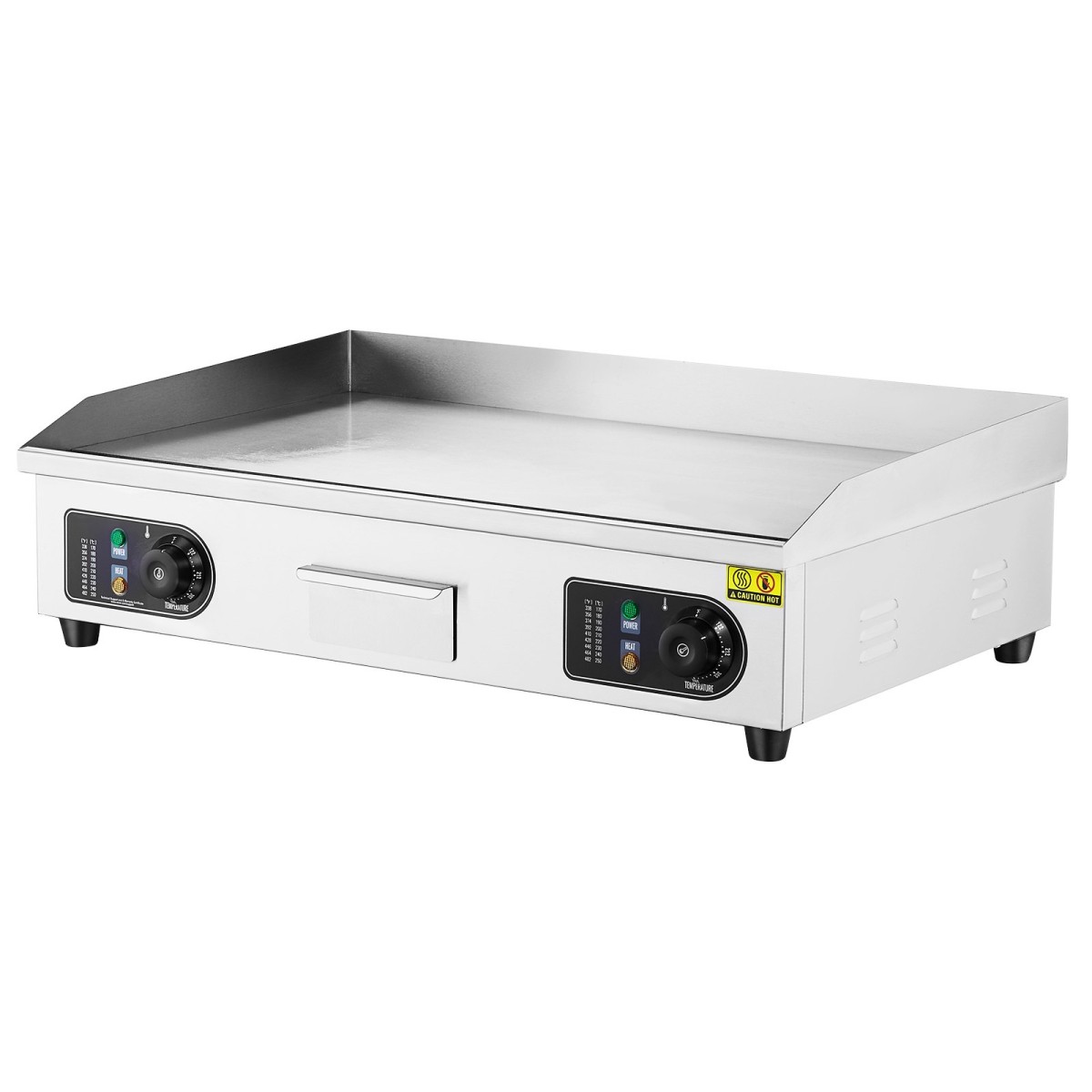 Εμπορική ηλεκτρική σχάρα VEVOR, 725 x 400 mm, 4400W, Ρυθμιζόμενος έλεγχος θερμοκρασίας 50-300°C, Πλήρης επίπεδη επιφάνεια ψησταριάς από ανοξείδωτο ατσάλι με 2 σπάτουλες και 2 βούρτσες, για μπριζόλα και τηγανίτα (ΧΩΡΙΣ ΠΙΣΩ)
