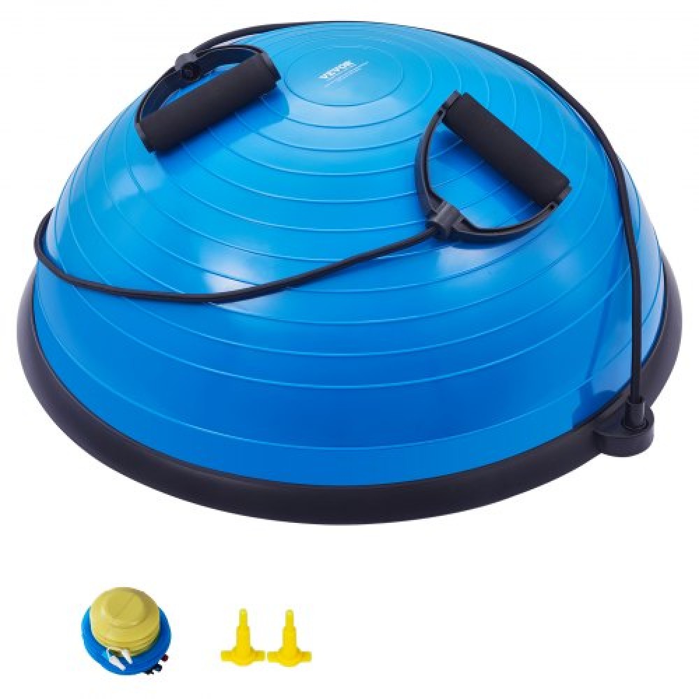 VEVOR Half Exercise Ball Trainer, 23 ιντσών Balance Ball Trainer, 660lbs Capacity Stability Ball, Yoga Ball with Resistance Bands & Foot Pump, Strength Fitness Ball for Home Gym, Full Body Workout, Μπλε