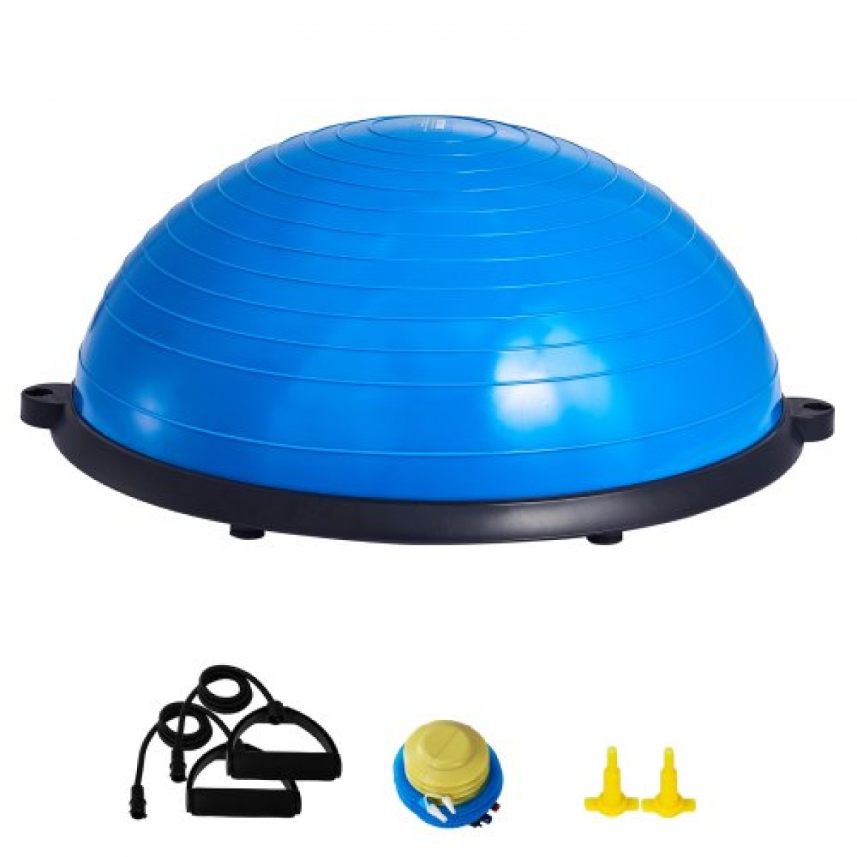 VEVOR Half Exercise Ball Trainer, 23 ιντσών Balance Ball Trainer, 660lbs Capacity Stability Ball, Yoga Ball with Resistance Bands & Foot Pump, Strength Fitness Ball for Home Gym, Full Body Workout, Μπλε