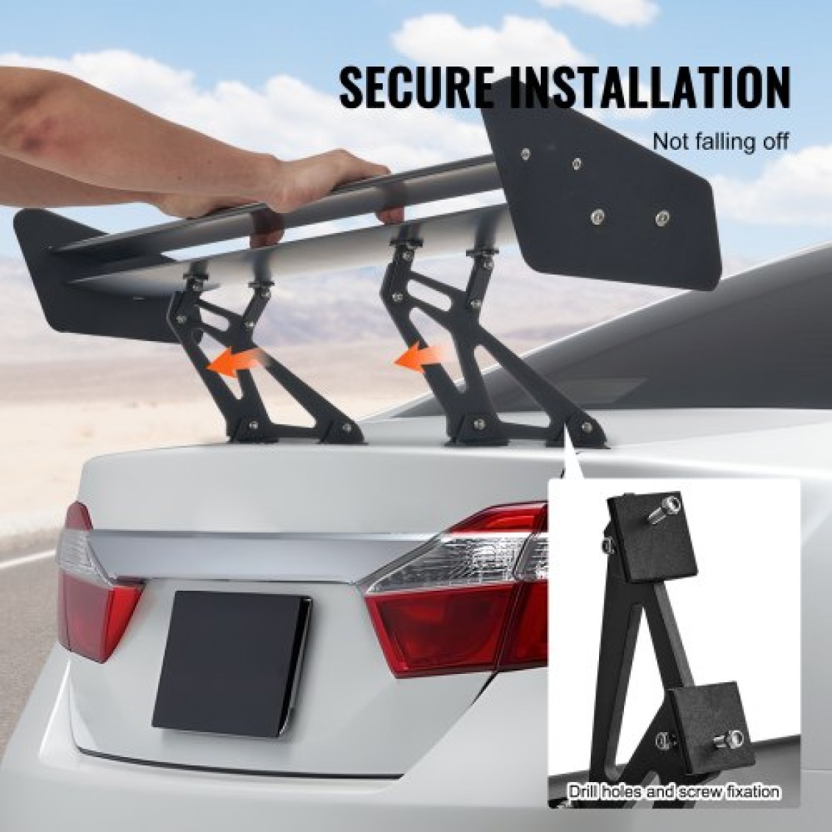 VEVOR Universal Rear Spoiler GT Style Adjustable Trunk Wing Car Racing 53,1"/135 cm