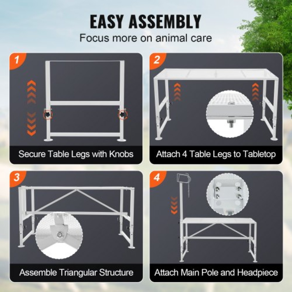Βάση VEVOR Goat & Sheep, 47x23 ιντσών Livestock Stand, Μεταλλική βάση για άρμεγμα και κούρεμα ζώων 21" έως 33" Ρυθμιζόμενο ύψος, με κεφαλή και βρόχο μύτης, βάρος φόρτωσης 500lbs, λευκό