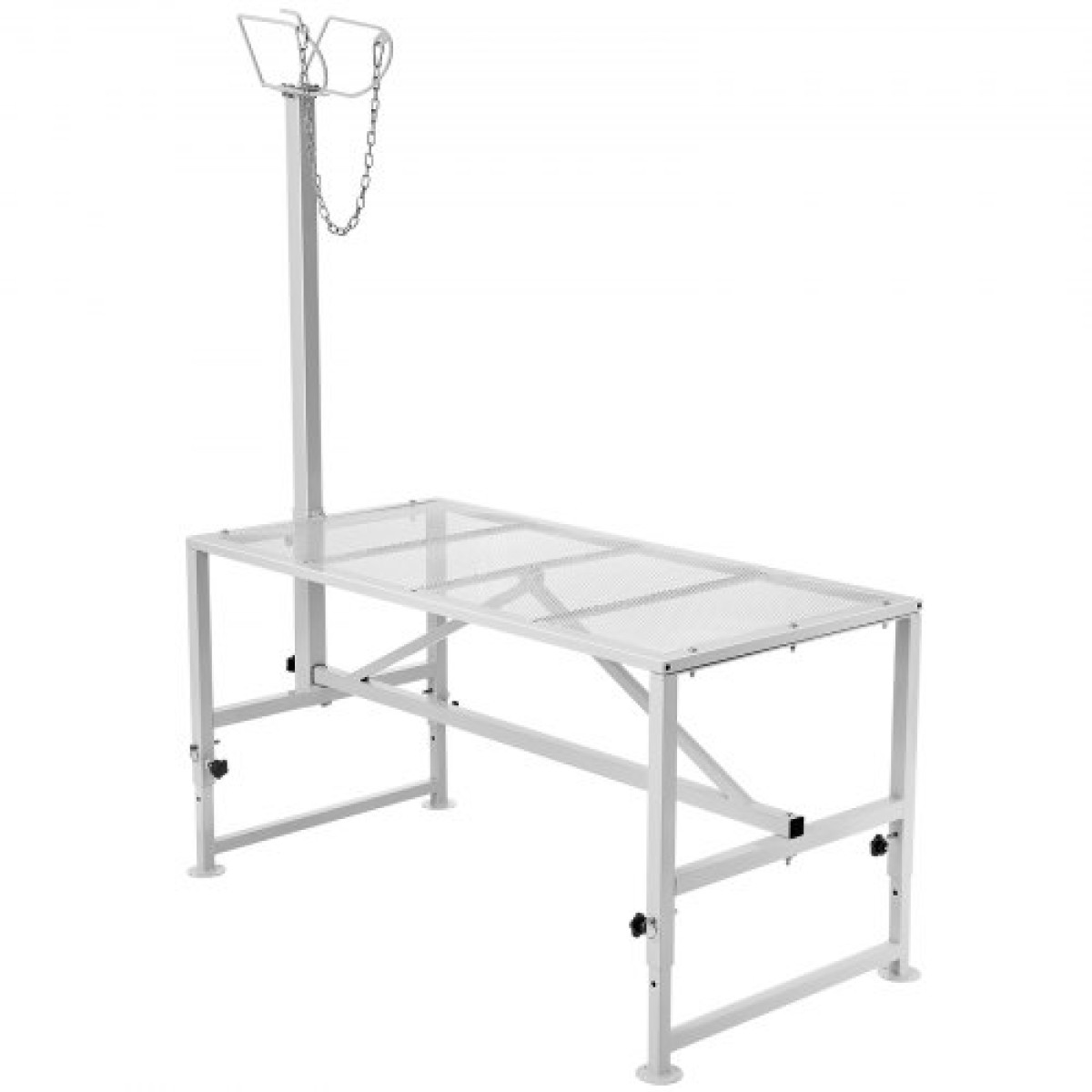 Βάση VEVOR Goat & Sheep, 47x23 ιντσών Livestock Stand, Μεταλλική βάση για άρμεγμα και κούρεμα ζώων 21" έως 33" Ρυθμιζόμενο ύψος, με κεφαλή και βρόχο μύτης, βάρος φόρτωσης 500lbs, λευκό