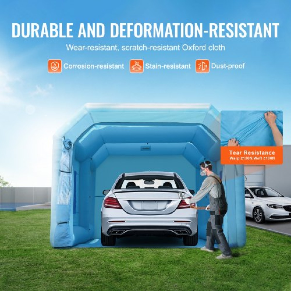 Φουσκωτός θάλαμος βαφής VEVOR, 21 x 13,5 x 9,8 ft/6,4 x 4,1 x 3 m Φουσκωτός θάλαμος ψεκασμού, με ισχυρό ανεμιστήρα και σύστημα φίλτρου αέρα 1100 W, φορητός θάλαμος βαφής αυτοκινήτου για μεσαίου μεγέθους οχήματα, βαφή μεγάλων επίπλων