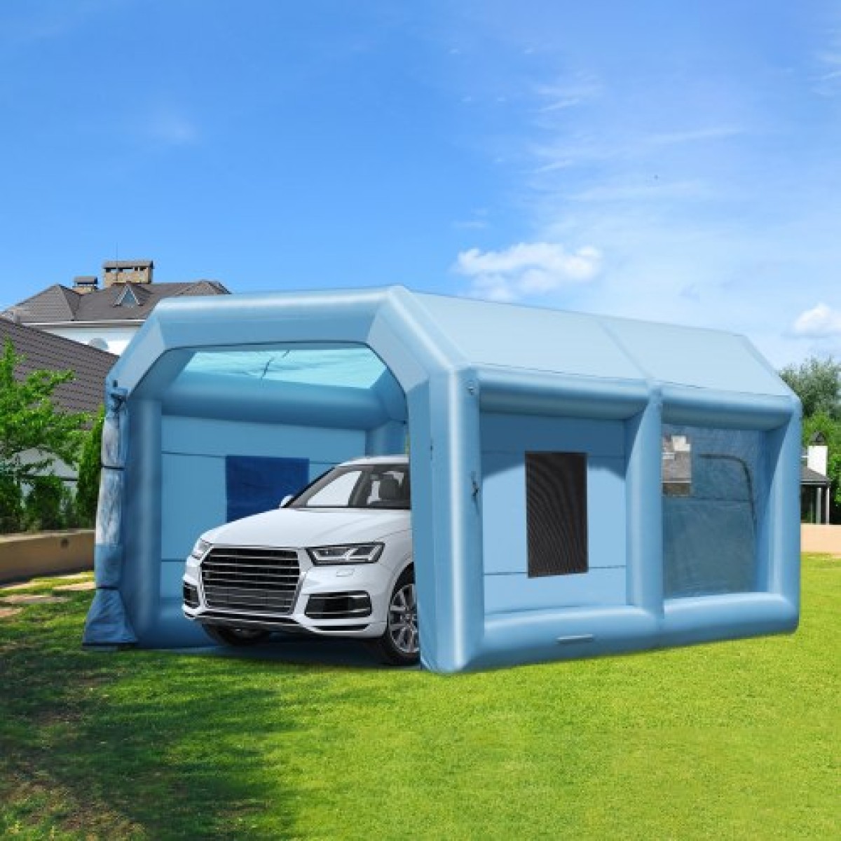 Φουσκωτός θάλαμος βαφής VEVOR, 21 x 13,5 x 9,8 ft/6,4 x 4,1 x 3 m Φουσκωτός θάλαμος ψεκασμού, με ισχυρό ανεμιστήρα και σύστημα φίλτρου αέρα 1100 W, φορητός θάλαμος βαφής αυτοκινήτου για μεσαίου μεγέθους οχήματα, βαφή μεγάλων επίπλων