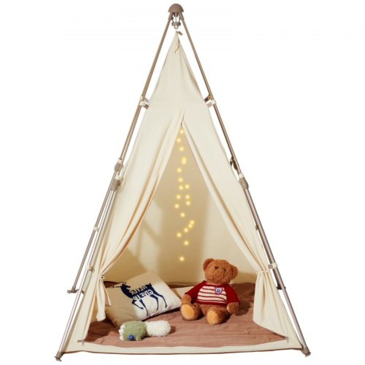 VEVOR Παιδική σκηνή παιχνιδιού, σκηνή Teepee για παιδιά 1-5 ετών, Πτυσσόμενη σκηνή για νήπια με χαλάκι και τσάντα μεταφοράς, σκηνή για παιδιά με παράθυρα για εσωτερικούς και εξωτερικούς χώρους, Παιδική σκηνή για αγόρια και κορίτσια, μπεζ