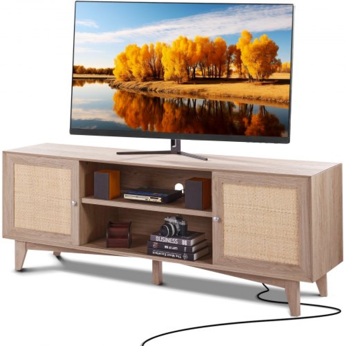 Βάση τηλεόρασης VEVOR Rattan 191 εκ. Τηλεόραση Boho Ντουλάπα TV Ντουλάπι τηλεόρασης Δρυ