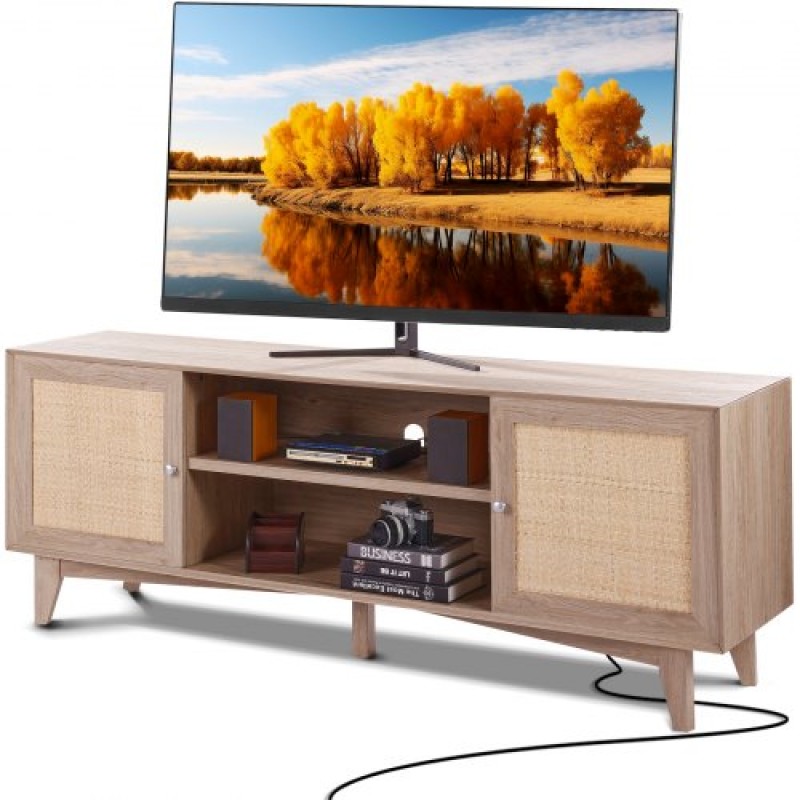 Βάση τηλεόρασης VEVOR Rattan 191 εκ. Τηλεόραση Boho Ντουλάπα TV Ντουλάπι τηλεόρασης Δρυ
