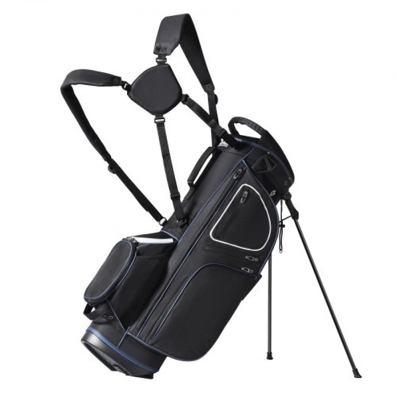 Τσάντα VEVOR Golf Cart with 14 Way Organizer Divider Top, 35” 11 τσέπες Premium Cart Bag με βάση, ανθεκτικές τσάντες γκολφ με λαβές & κάλυμμα σκόνης & αποσπώμενο διπλό λουρί για άνδρες και γυναίκες, μαύρο λευκό