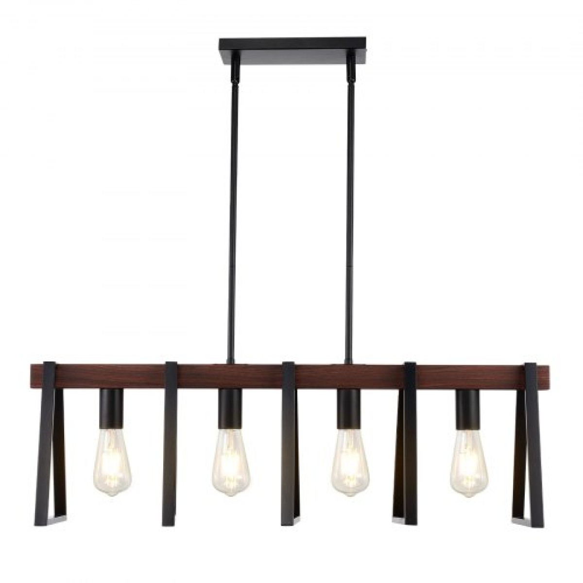VEVOR 4-Light Kitchen Island κρεμαστά φωτιστικά, 60W, Ρυθμιζόμενο φωτιστικό τραπεζαρίας με 2 x 6" και 6 x 12" ράβδους, βιομηχανικός μεταλλικός σκελετός Farmhouse Linear Chandeliers Lighting for Dining Room, E27