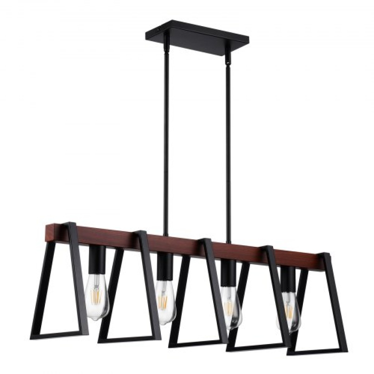 VEVOR 4-Light Kitchen Island κρεμαστά φωτιστικά, 60W, Ρυθμιζόμενο φωτιστικό τραπεζαρίας με 2 x 6" και 6 x 12" ράβδους, βιομηχανικός μεταλλικός σκελετός Farmhouse Linear Chandeliers Lighting for Dining Room, E27