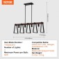 VEVOR 4-Light Kitchen Island κρεμαστά φωτιστικά, 60W, Ρυθμιζόμενο φωτιστικό τραπεζαρίας με 2 x 6" και 6 x 12" ράβδους, βιομηχανικός μεταλλικός σκελετός Farmhouse Linear Chandeliers Lighting for Dining Room, E27