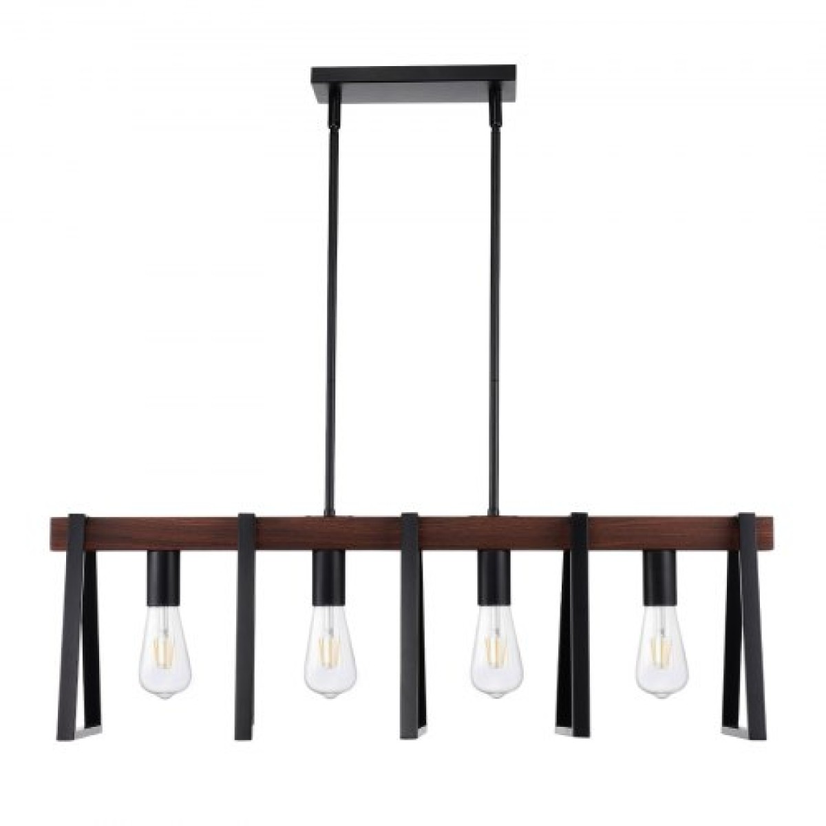 VEVOR 4-Light Kitchen Island κρεμαστά φωτιστικά, 60W, Ρυθμιζόμενο φωτιστικό τραπεζαρίας με 2 x 6" και 6 x 12" ράβδους, βιομηχανικός μεταλλικός σκελετός Farmhouse Linear Chandeliers Lighting for Dining Room, E27