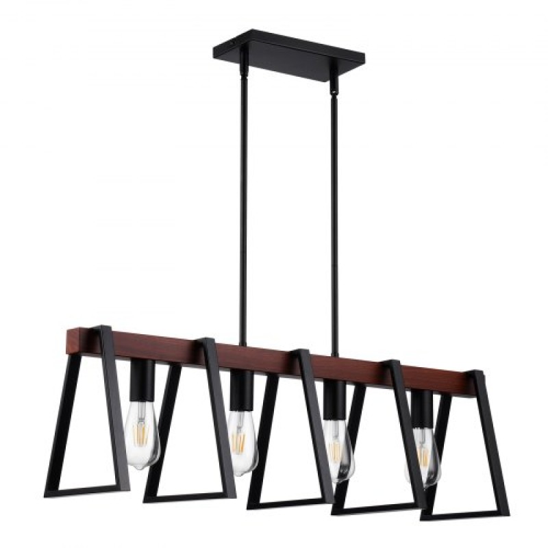 VEVOR 4-Light Kitchen Island κρεμαστά φωτιστικά, 60W, Ρυθμιζόμενο φωτιστικό τραπεζαρίας με 2 x 6" και 6 x 12" ράβδους, βιομηχανικός μεταλλικός σκελετός Farmhouse Linear Chandeliers Lighting for Dining Room, E27