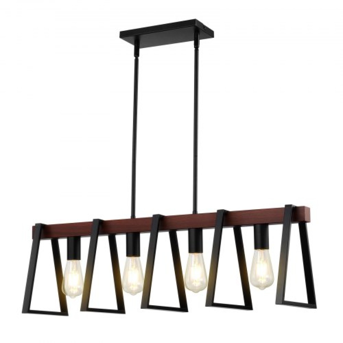 VEVOR 4-Light Kitchen Island κρεμαστά φωτιστικά, 60W, Ρυθμιζόμενο φωτιστικό τραπεζαρίας με 2 x 6" και 6 x 12" ράβδους, βιομηχανικός μεταλλικός σκελετός Farmhouse Linear Chandeliers Lighting for Dining Room, E27