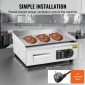 Εμπορική ηλεκτρική σχάρα VEVOR, 450 x 300 mm, 2800W, ρυθμιζόμενος έλεγχος θερμοκρασίας 50-300°C, ψησταριά από ανοξείδωτο ατσάλι με 2 σπάτουλες, 2 βούρτσες και 4 μαξιλαράκια ποδιών, για μπριζόλα, τηγανίτα