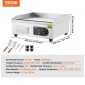 Εμπορική ηλεκτρική σχάρα VEVOR, 450 x 300 mm, 2800W, ρυθμιζόμενος έλεγχος θερμοκρασίας 50-300°C, ψησταριά από ανοξείδωτο ατσάλι με 2 σπάτουλες, 2 βούρτσες και 4 μαξιλαράκια ποδιών, για μπριζόλα, τηγανίτα
