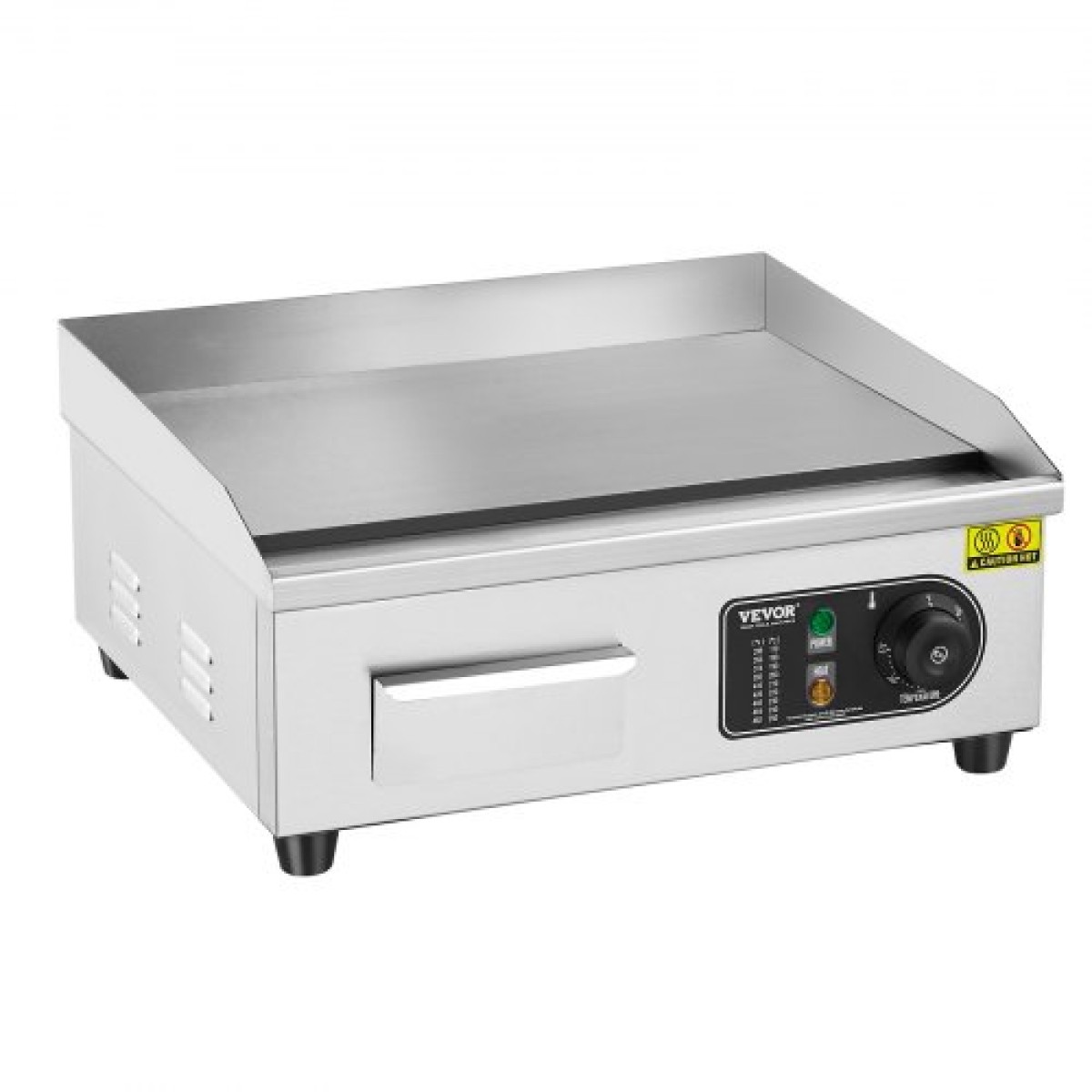 Εμπορική ηλεκτρική σχάρα VEVOR, 450 x 300 mm, 2800W, ρυθμιζόμενος έλεγχος θερμοκρασίας 50-300°C, ψησταριά από ανοξείδωτο ατσάλι με 2 σπάτουλες, 2 βούρτσες και 4 μαξιλαράκια ποδιών, για μπριζόλα, τηγανίτα