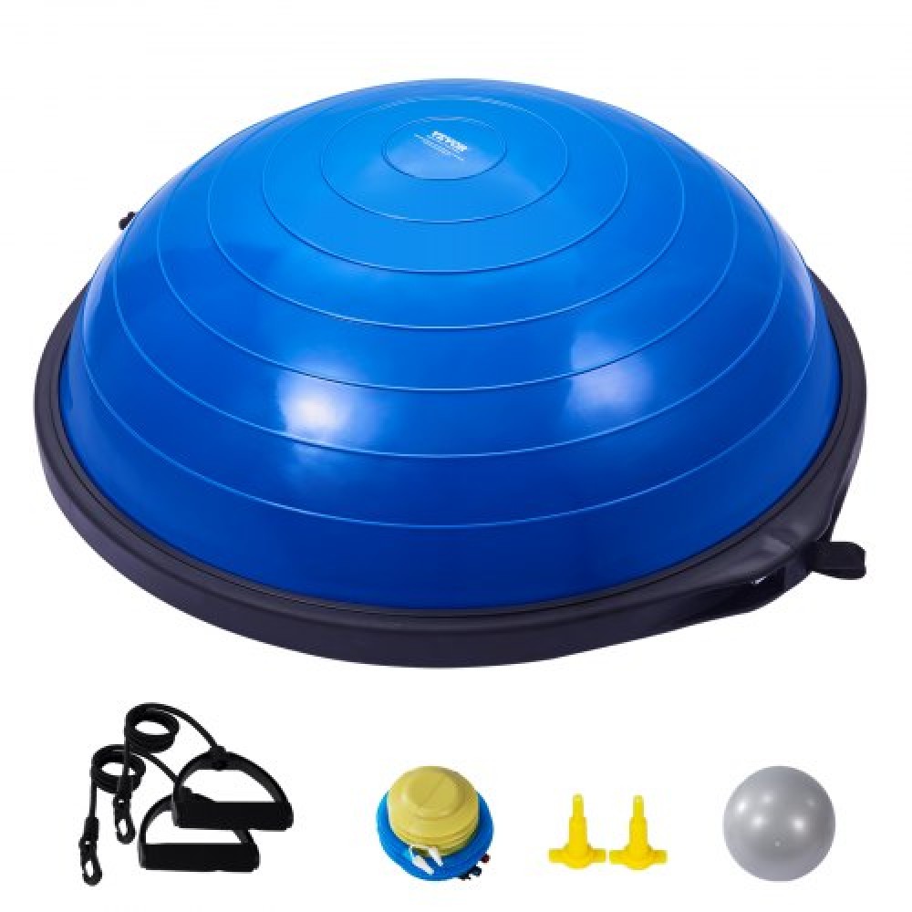 VEVOR Half Exercise Ball Trainer, 26 ιντσών Balance Ball Trainer, 1500lbs Capacity Stability Ball, Yoga Ball with Resistance Bands & Foot Pump, Strength Fitness Ball for Home Gym Workout Full Body, Μπλε