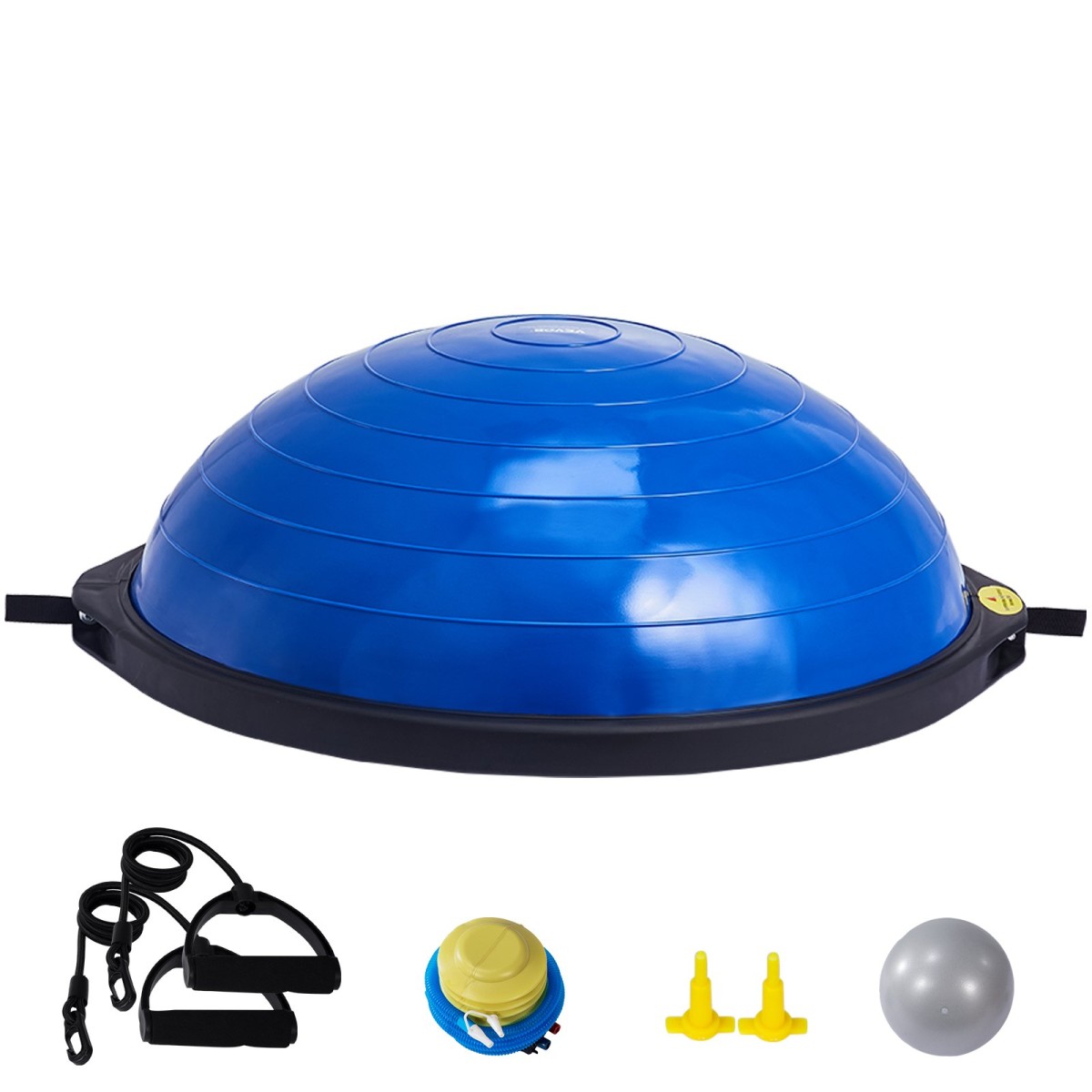 VEVOR Half Exercise Ball Trainer, 26 ιντσών Balance Ball Trainer, 1500lbs Capacity Stability Ball, Yoga Ball with Resistance Bands & Foot Pump, Strength Fitness Ball for Home Gym Workout Full Body, Μπλε