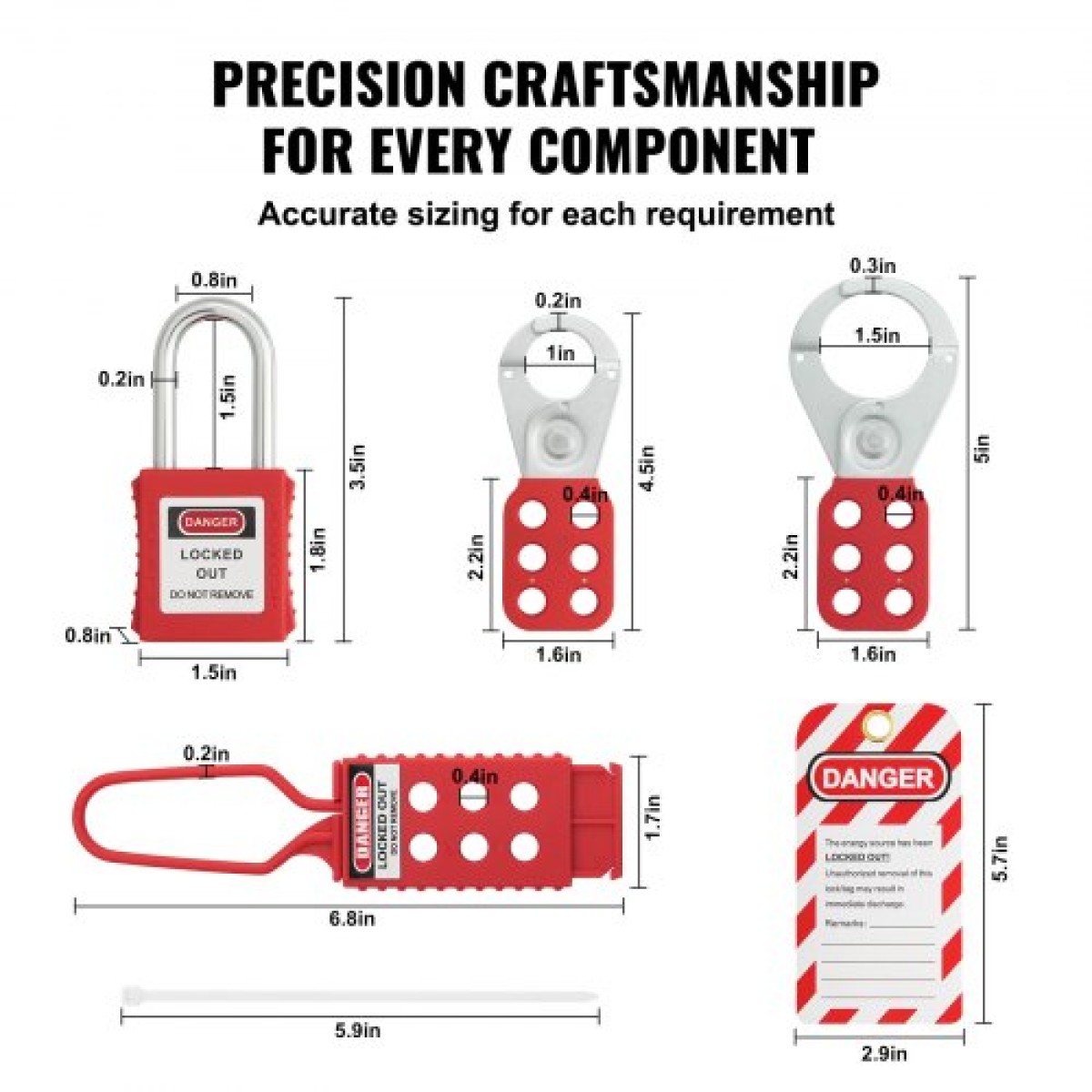 VEVOR Electrical Lockout Tagout Kit, 47 PCS Safety Loto Kit Περιλαμβάνει λουκέτα, λαβές, ετικέτες, νάιλον δεσίματα, κλείδωμα βυσμάτων, κλείδωμα διακόπτη κυκλώματος και τσάντα μεταφοράς, για βιομηχανική, ηλεκτρική ενέργεια