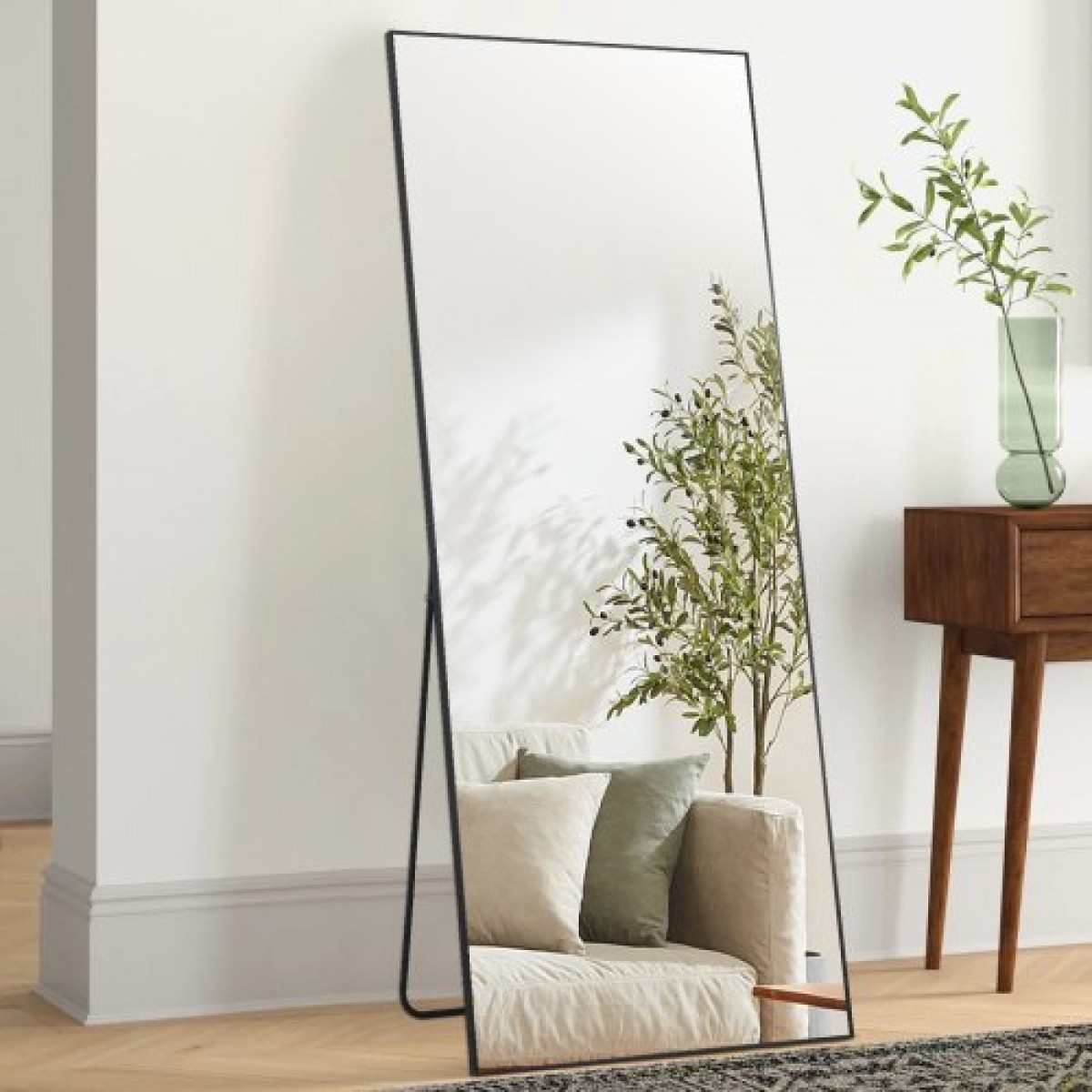 Ολόσωμος καθρέφτης VEVOR, 71" x 31", Εξαιρετικά μεγάλος όρθιος κρεμαστός ή κεκλιμένος ορθογώνιος καθρέφτης δαπέδου με σκελετό από κράμα αλουμινίου, ολόσωμος καθρέφτης για κρεβατοκάμαρα σαλονιού, μαύρος
