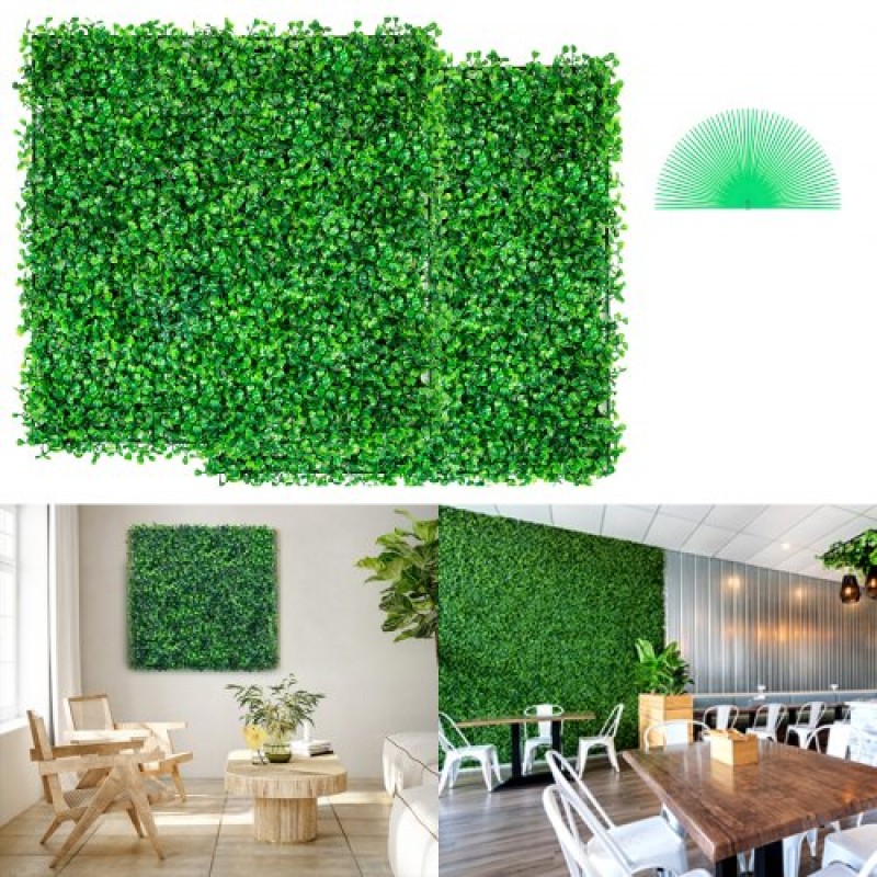 VEVOR 12PCS 10x10 ιντσών τεχνητά πάνελ από πυξάρι, χαλάκι τοίχου φράχτη από πυξάρι, τοίχος σκηνικού από τεχνητό γρασίδι, προστασία προστασίας απορρήτου από υπεριώδη ακτινοβολία για εξωτερική αυλή με φράχτη κήπου