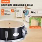 VEVOR Kids Drum Set, 3-Pece, 14 in Beginner Drum set with Adjustable Throne Cymbal Pedal Two Pair of Drumsticks, 8" Tom Drum 10" Snare Drum 14" Bass Drum, Starter Drum Kit for Child Kids, Μαύρο