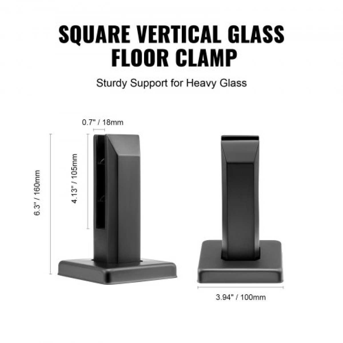 Σφιγκτήρας VEVOR Glass, 4 ΤΕΜ Τετράγωνο γυάλινο στήριγμα κιγκλιδώματος για 0,31 "-0,47" σκληρυμένο γυαλί, 304 ανοξείδωτο γυαλί Σφιγκτήρας τοποθέτησης, 0,12" Στήριγμα ράφι από γυαλί πάχους για μπαλκόνι, κήπο, κατάστρωμα, σκάλα
