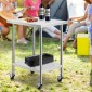 Τραπέζι εργασίας VEVOR από ανοξείδωτο ατσάλι 24 x 30 x 38 ιντσών, με 4 ρόδες, 3 ρυθμιζόμενα επίπεδα ύψους, βαρέως τύπου τραπέζι εργασίας προετοιμασίας φαγητού για εμπορική κουζίνα, ασημί