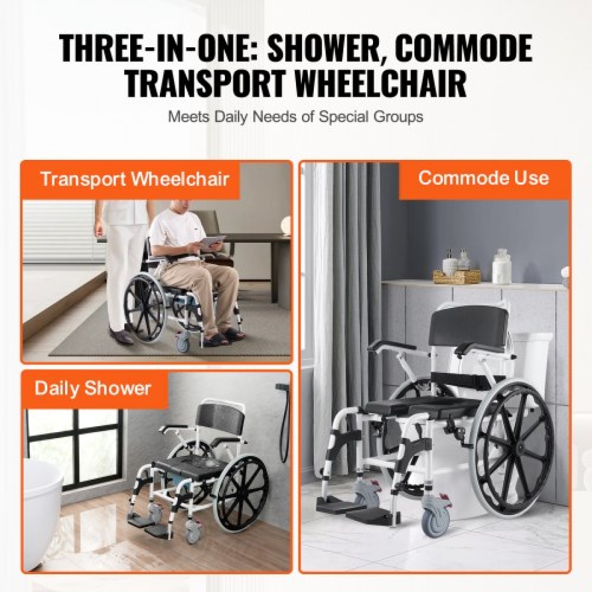 Αναπηρική καρέκλα ντους VEVOR 17,5 ιντσών/44,5 cm Aloy Commode Αναπηρική καρέκλα μπάνιου για άτομα με ειδικές ανάγκες