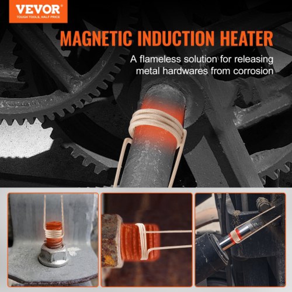 VEVOR Magnetic Induction Heater Kit, 1000w 220V φορητός επαγωγικός θερμαντήρας χειρός με πηνία 10 τμχ, αφαίρεση μπουλονιών θερμαντήρα χωρίς φλόγα με φως Led, κατάλληλος για αφαίρεση σκουριασμένων μπουλονιών και παξιμαδιών