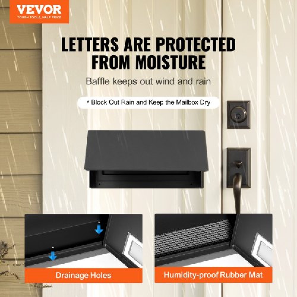 VEVOR Through The Door Key Drop Box, Heavy Duty Steel Through the Door Mailbox with 12" Combination Lock, Mail Drop Box, Μαύρο