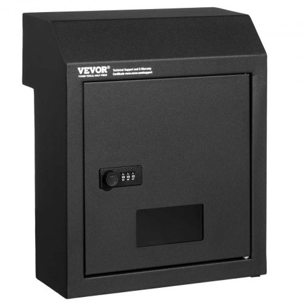 VEVOR Through The Door Key Drop Box, Heavy Duty Steel Through the Door Mailbox with 12" Combination Lock, Mail Drop Box, Μαύρο