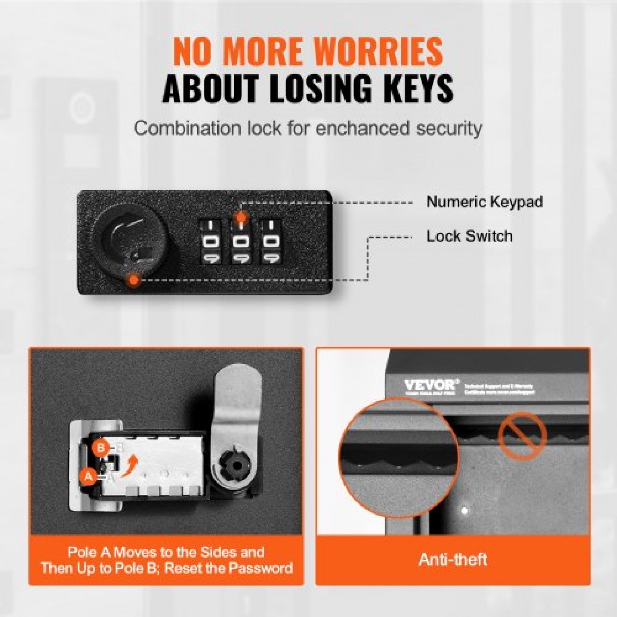 VEVOR Through The Door Key Drop Box, Heavy Duty Steel Through the Door Mailbox with 12" Combination Lock, Mail Drop Box, Μαύρο
