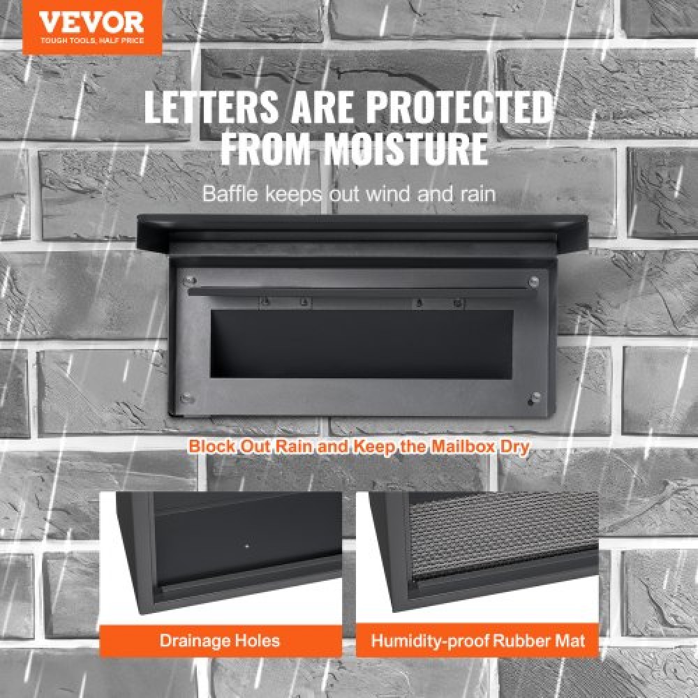 VEVOR Through The Wall Drop Box 31,8x16x42,9 cm Γραμματοκιβώτιο με Κλειδαριά Κωδικού Μαύρο