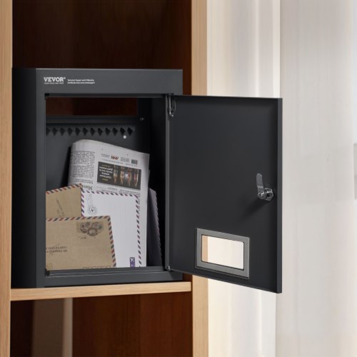 VEVOR Through The Wall Drop Box 31,8x16x42,9 cm Γραμματοκιβώτιο με Κλειδαριά Κωδικού Μαύρο