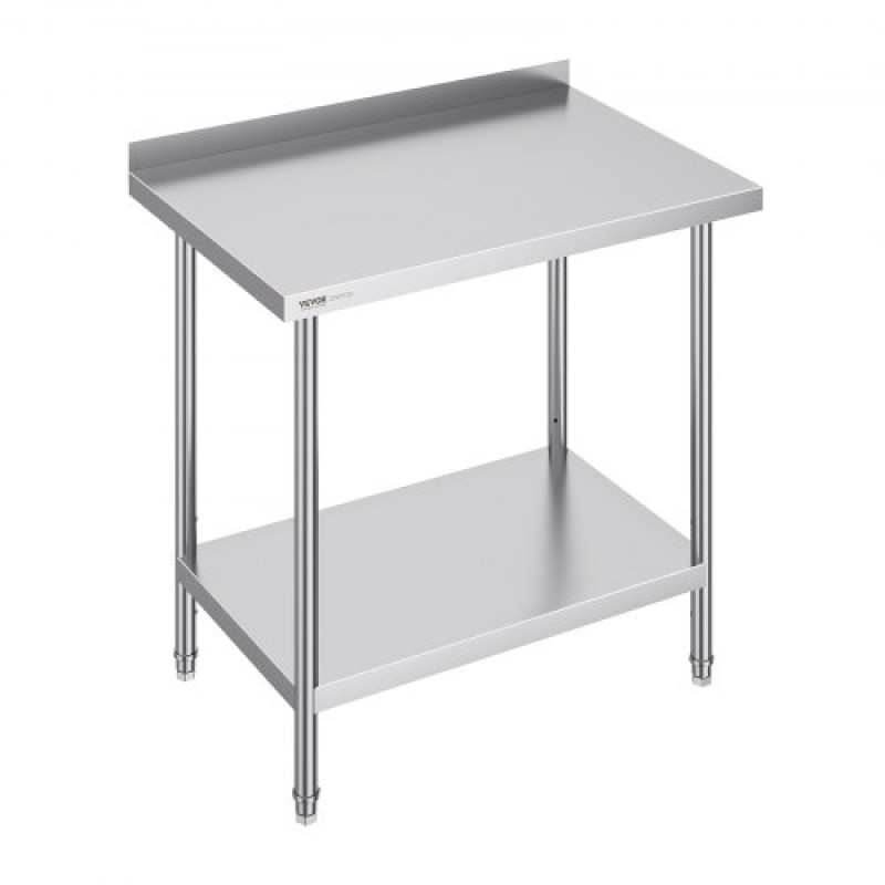 VEVOR 24 x 36 x 36 ιντσών Τραπέζι εργασίας από ανοξείδωτο ατσάλι, Εμπορικό τραπέζι προετοιμασίας φαγητού Τραπέζι εργασίας βαρέως τύπου, Μεταλλικό τραπέζι εργασίας με ρυθμιζόμενο ύψος για εστιατόριο, σπίτι και ξενοδοχείο