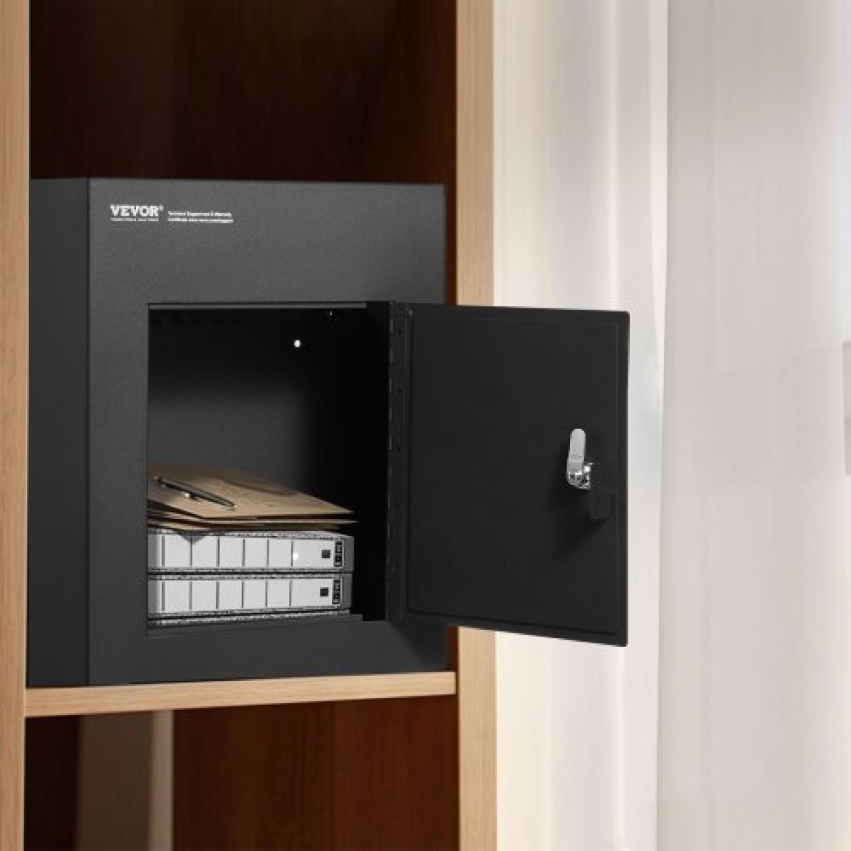 VEVOR Through The Wall Drop Box, Heavy Duty Steel Through the Wall Mailbox with 2,8-7,9" 13" Combination Lock, 13x7x17" Mail Drop Box, Μαύρο