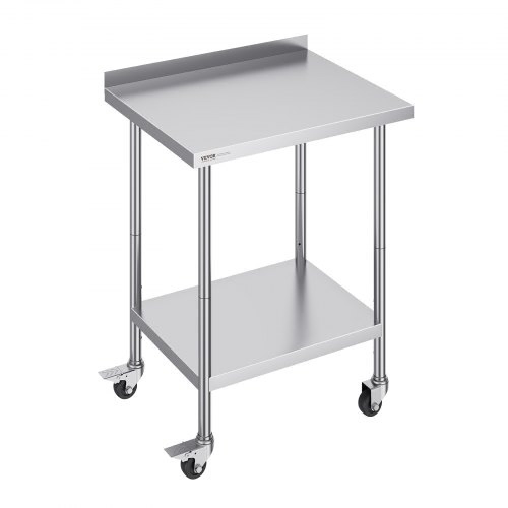 Τραπέζι εργασίας VEVOR 24 x 30 x 40 ιντσών από ανοξείδωτο ατσάλι, Εμπορικό τραπέζι προετοιμασίας φαγητού με τροχούς, τραπέζι εργασίας βαρέως τύπου, μεταλλικό τραπέζι εργασίας με ρυθμιζόμενο ύψος για εστιατόριο, σπίτι και ξενοδοχείο