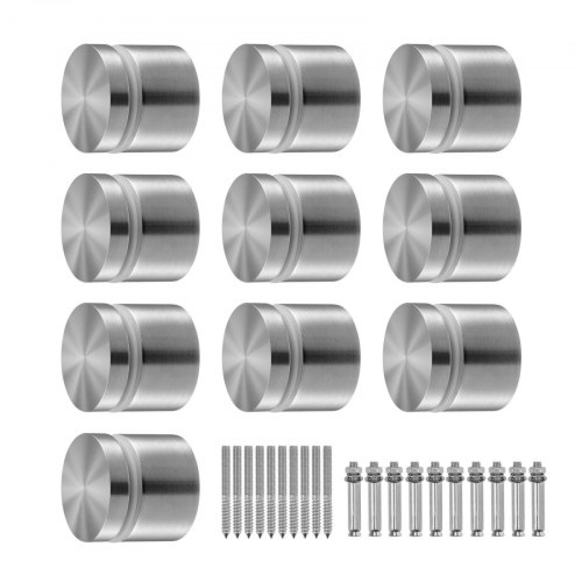 Σφιγκτήρας VEVOR Glass, 10 ΤΕΜ. Στήριγμα με κιγκλίδωμα στρογγυλό γυαλί για 0,31 "-0,62" σκληρυμένο γυαλί, 316 ανοξείδωτο ατσάλι Σφιγκτήρας τοποθέτησης, γυάλινο στήριγμα ραφιού για μπαλκόνι, κήπο, πισίνα, σκάλα, ασήμι