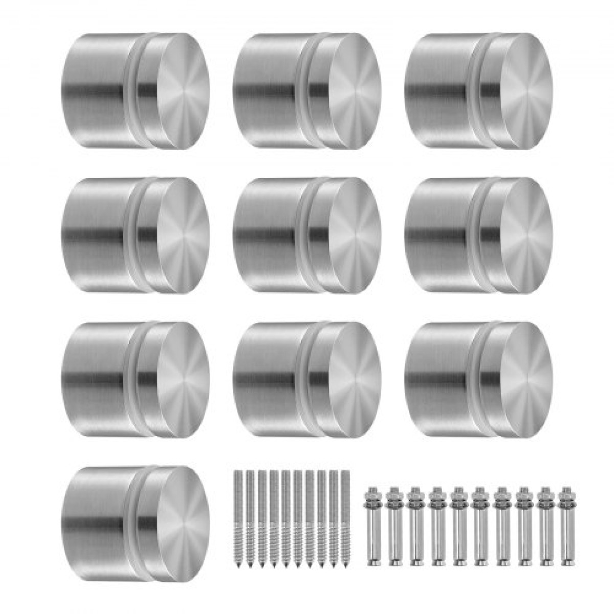 Σφιγκτήρας VEVOR Glass, 10 ΤΕΜ. Στήριγμα με κιγκλίδωμα στρογγυλό γυαλί για 0,31 "-0,62" σκληρυμένο γυαλί, 316 ανοξείδωτο ατσάλι Σφιγκτήρας τοποθέτησης, γυάλινο στήριγμα ραφιού για μπαλκόνι, κήπο, πισίνα, σκάλα, ασήμι