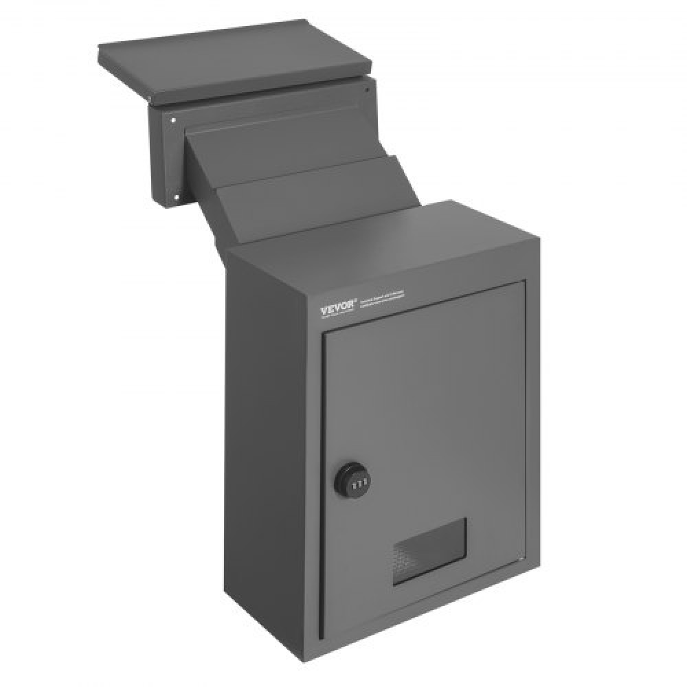 VEVOR Through The Wall Drop Box, Heavy Duty Steel Through The Wall Mailbox with 2.8-7.9" 13" Combination Lock, 12.5x6.3x16.9 Mail Drop Box, Dark Grey