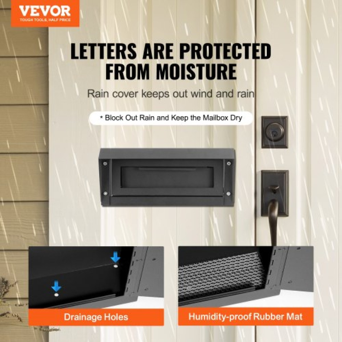 VEVOR Through The Door Key Drop Box 30,5x15,2x40,6 cm γραμματοκιβώτιο με κλειδαριά 4,6 cm 30,5 cm Μαύρο