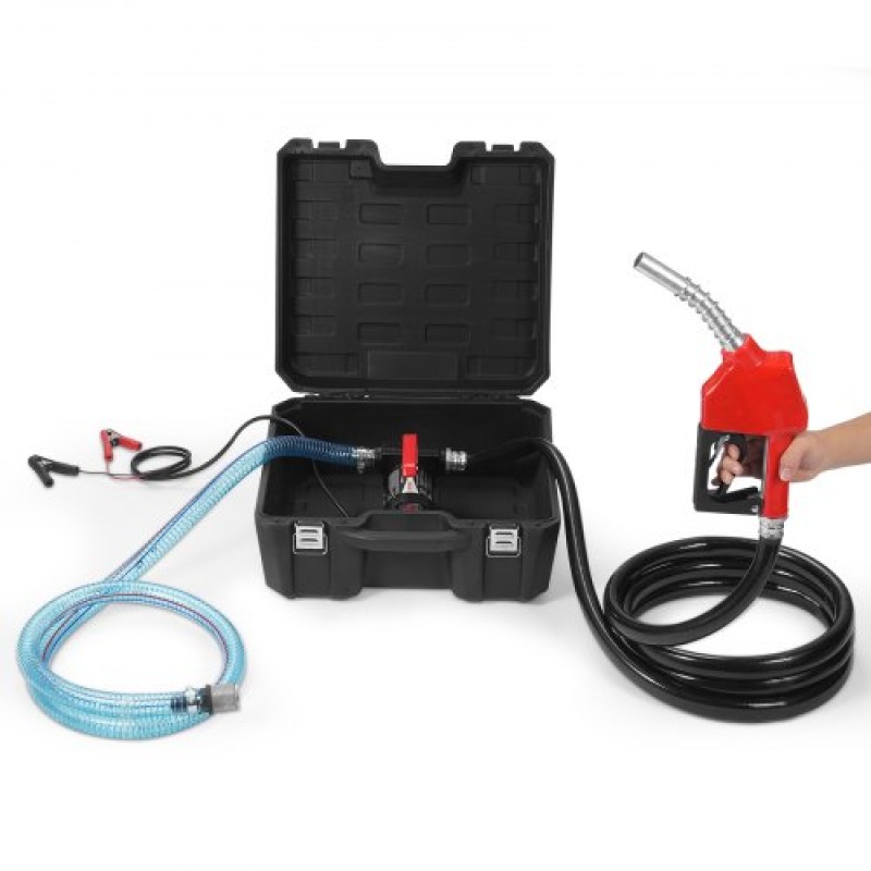 Αντλία μεταφοράς καυσίμου VEVOR, 12V DC 38 L/min (10 GPM) 186W (1/4 HP), Φορητή ηλεκτρική αντλία μεταφοράς ντίζελ με ακροφύσιο καυσίμου αυτόματης απενεργοποίησης, υψηλή ροή, μακρύς σωλήνας εισόδου & εξόδου για ντίζελ, κηροζίνη, καύσιμο μετασχηματιστή