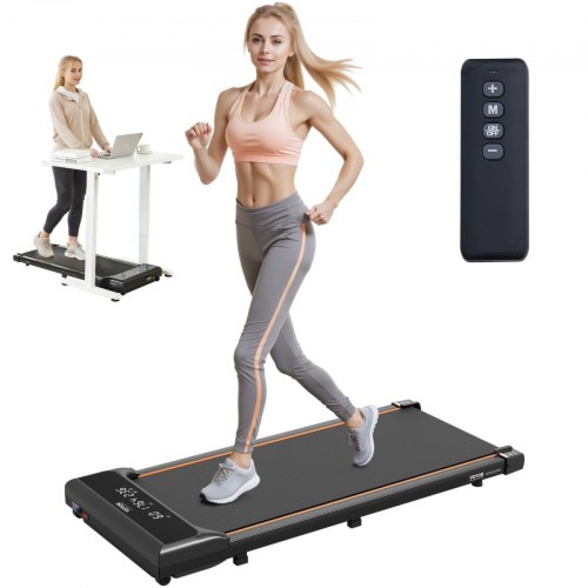 VEVOR Walking Pad, Under Desk Treadmill for Home Office, Working Walking Jogging Machine, 265 Lbs Capacity 2,5HP Portable Light Walking Pad, with Remote Control and LED Display