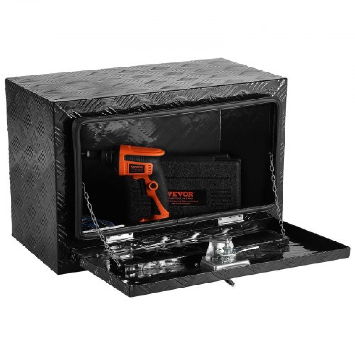 VEVOR Underbody Truck Box, 24" x 12" x 14" Pickup Storage Box, Heavy Duty Diamond Plate Tool Box με κλειδαριά και κλειδιά, Αδιάβροχο κουτί αποθήκευσης τρέιλερ με μάνταλο T-handle για φορτηγό, φορτηγό, ρυμουλκούμενο