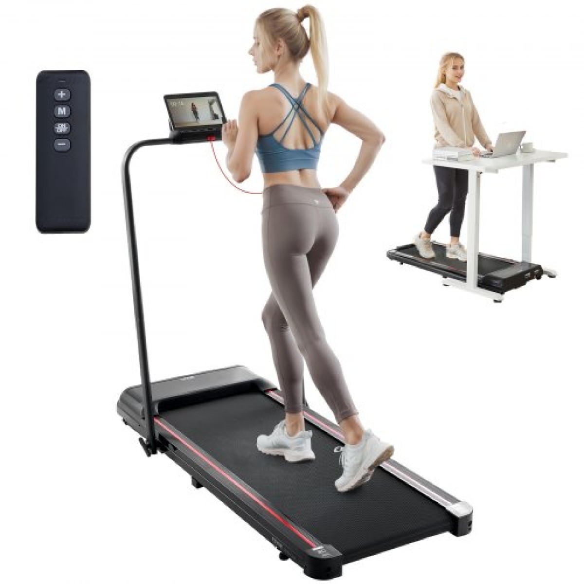 VEVOR Walking Pad, Under Desk Treadmill for Home Office, Working Walking Running Machine, 265 Lbs Αναδιπλούμενος διάδρομος χωρητικότητας, 2,5HP 2 σε 1 φορητό μαξιλαράκι με λαβή, τηλεχειριστήριο και οθόνη LED