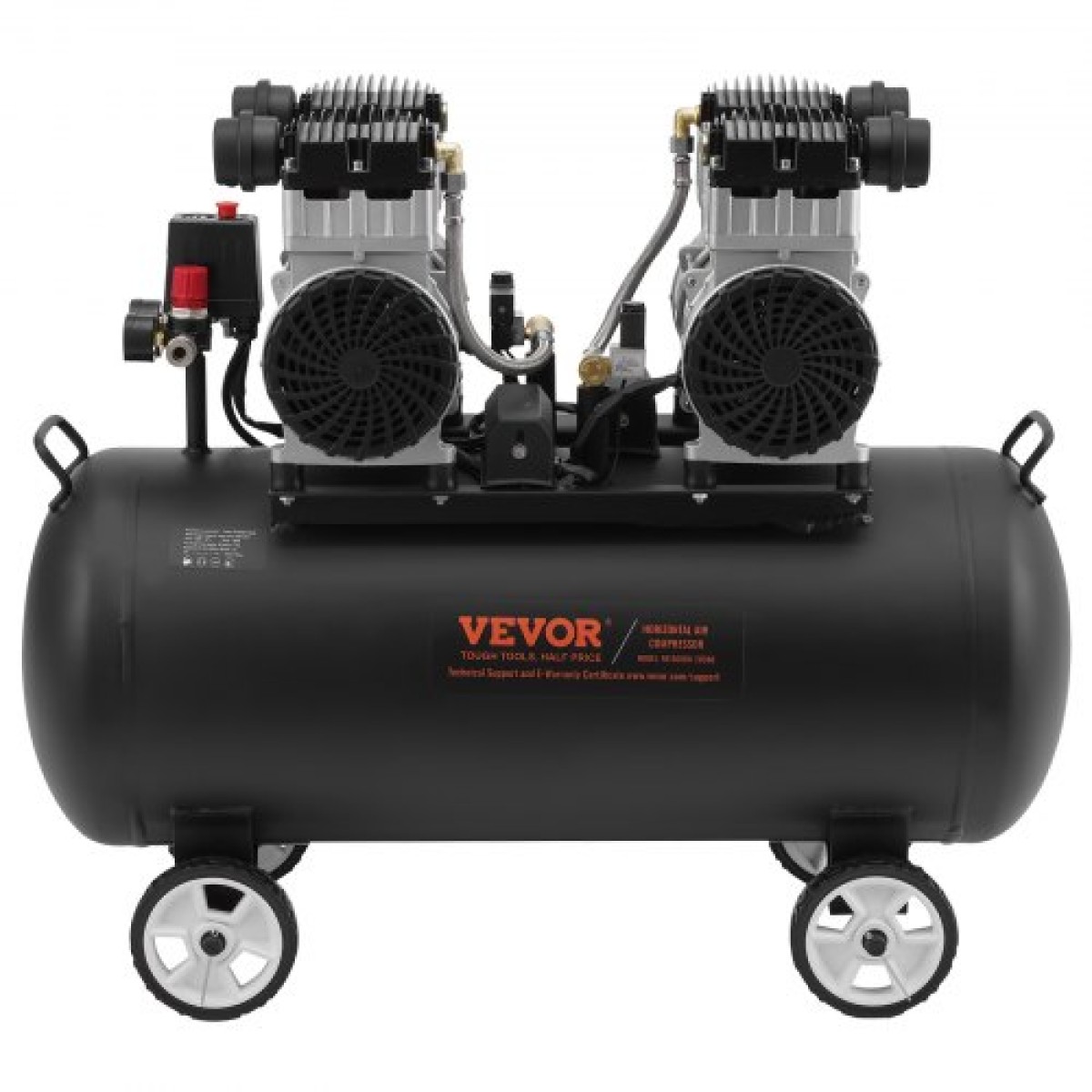 Αεροσυμπιεστής VEVOR, 20 Gallon Steel Tank, 4HP 10,6 CFM@90 PSI Oil Free Air Compressor & Max.Πίεση 125 PSI, 78dB Ultra Quiet φορητός συμπιεστής, για επισκευή αυτοκινήτων, φούσκωμα ελαστικών, βαφή με σπρέι
