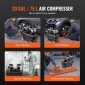 Αεροσυμπιεστής VEVOR, 20 Gallon Steel Tank, 4HP 10,6 CFM@90 PSI Oil Free Air Compressor & Max.Πίεση 125 PSI, 78dB Ultra Quiet φορητός συμπιεστής, για επισκευή αυτοκινήτων, φούσκωμα ελαστικών, βαφή με σπρέι